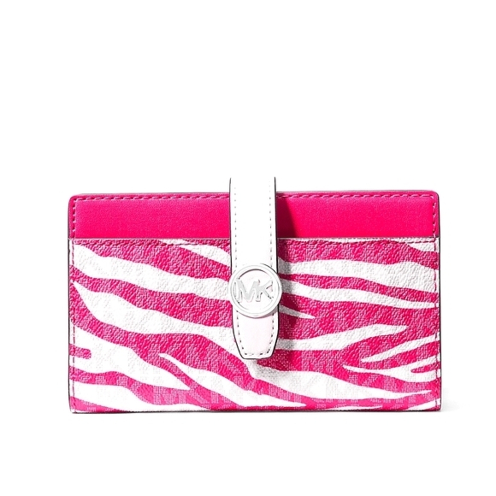 Greenwich Medium Zebra Signature Logo Wallet In Dragonfruit Hot Pink Billfold